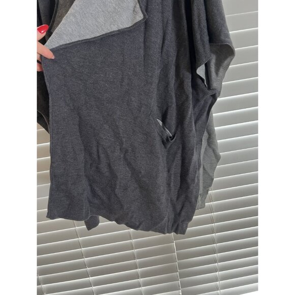 LULULEMON After Asana Wrap Open Front Charcoal Gray & Light Gray Cardigan Pocket - Picture 2 of 5